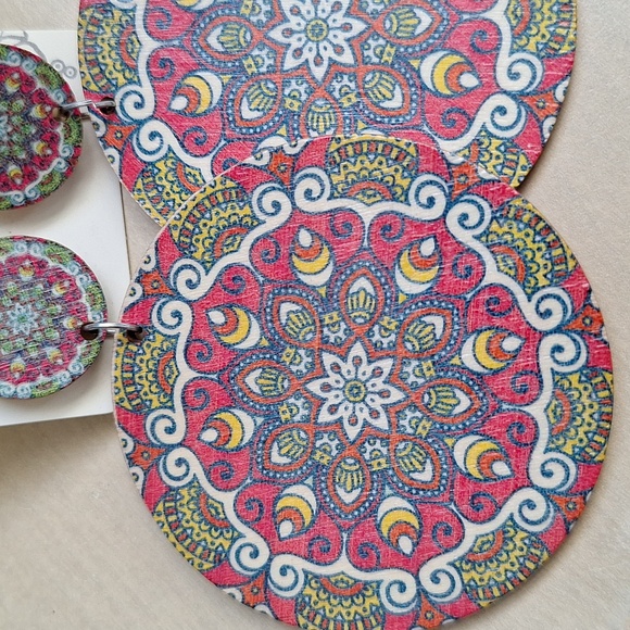 3 for $15 Colorful Mandala Festival Statement Earrings - Picture 2 of 3